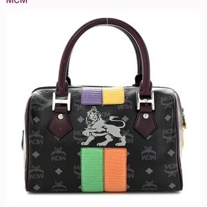MCM Limited Edition Visetos Lion Princess Boston Bag Satchel
